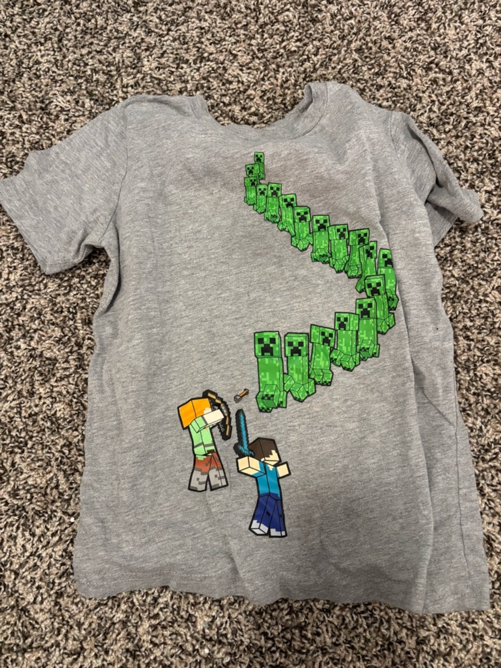 Minecraft Kids Gray Creeper Graphic Short Sleeve Tee